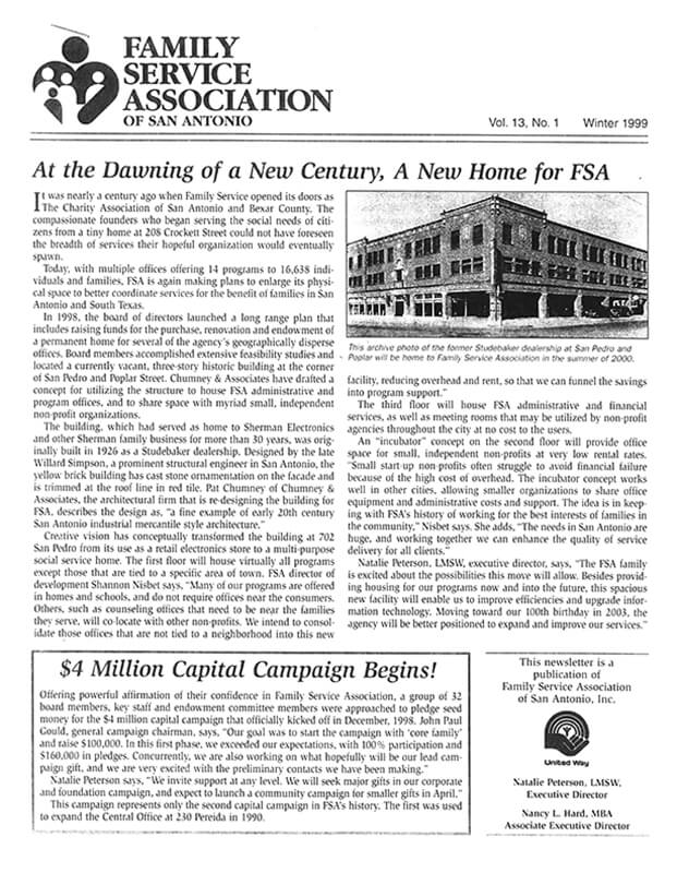 Family Service - History: San Pedro Ave Main Office Newsletter 2000-2005